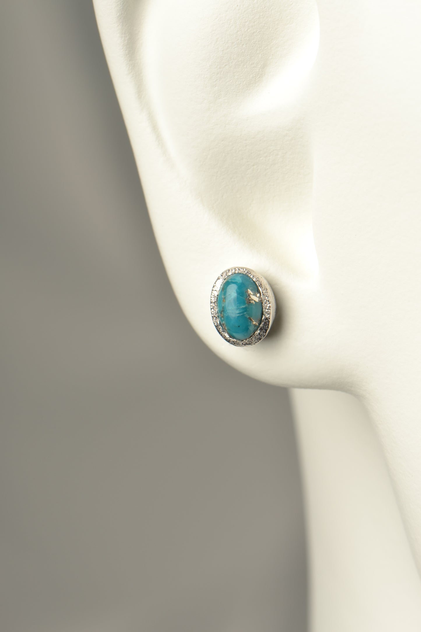 Real Turquoise and silver designer birthstone earrings December