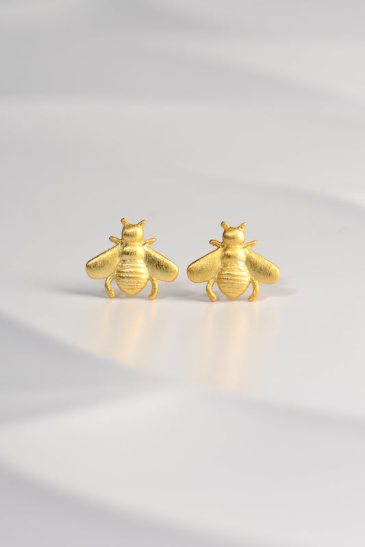 Lidia Poet style insect earrings gold vermeil bee stud earrings in vintage style by Jorge Revilla