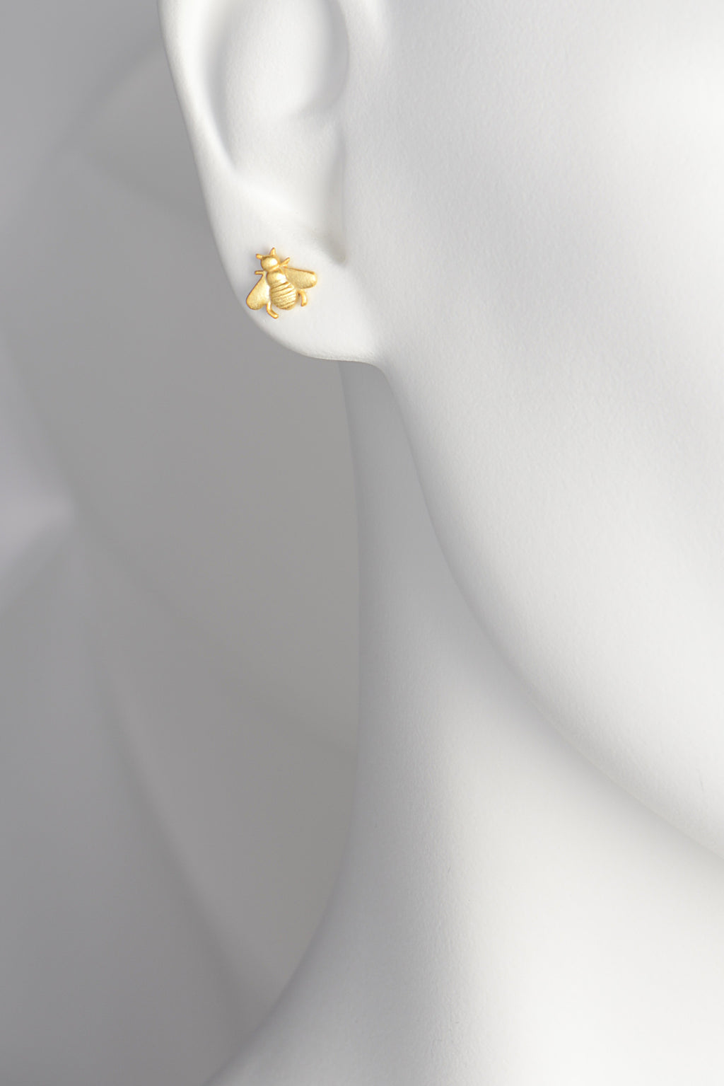 affordable gold vermeil bumblebee earrings. Cute nature inspired stud earrings.