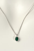 real emerald and silver designer necklace