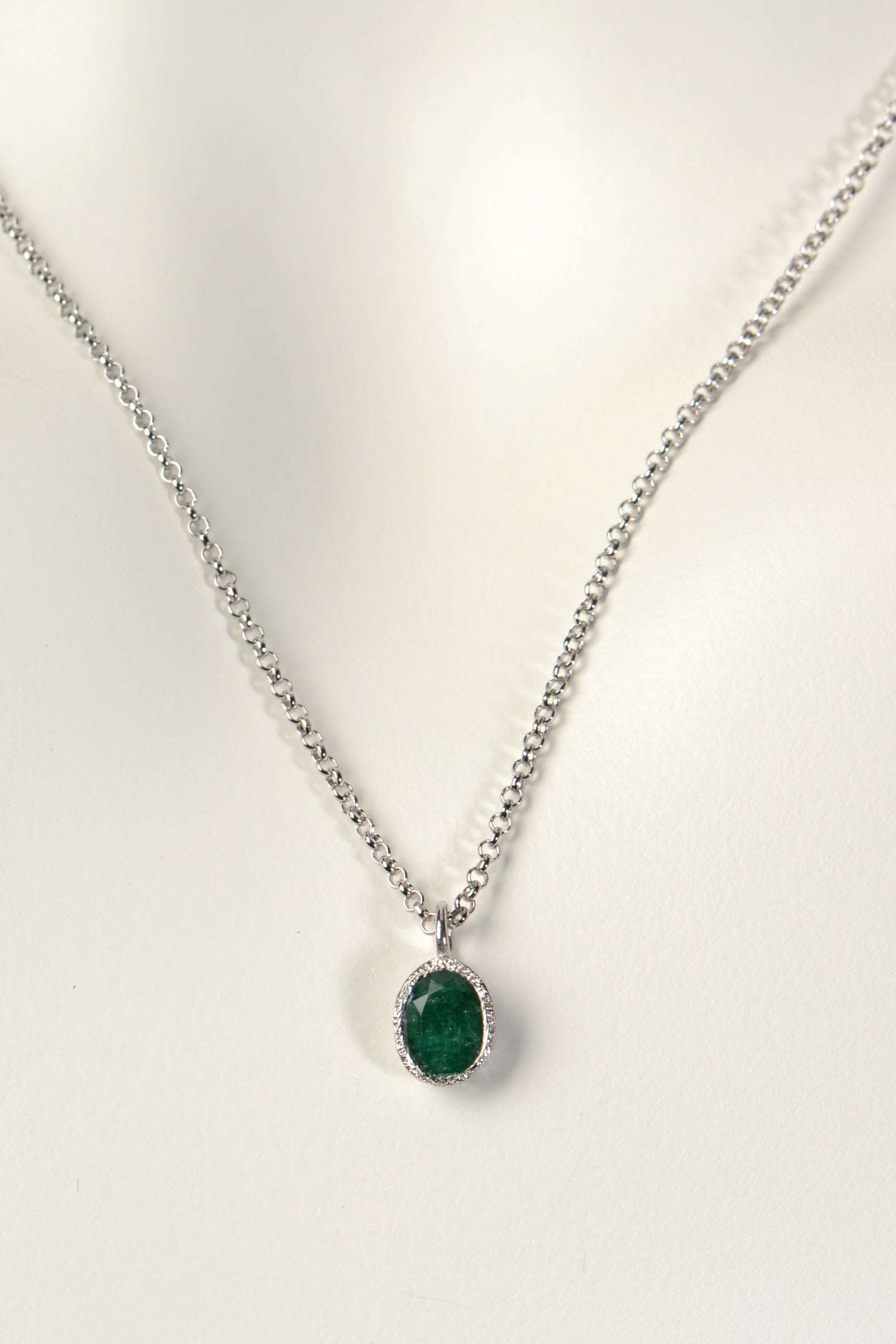 real emerald and silver designer necklace