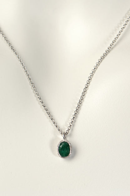 real emerald and silver designer necklace
