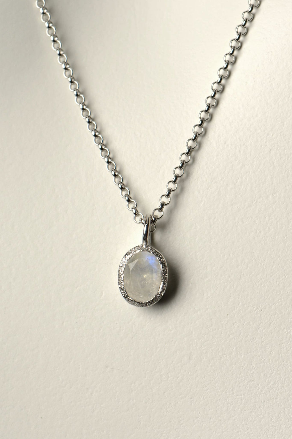 designer oval rainbow moonstone necklace