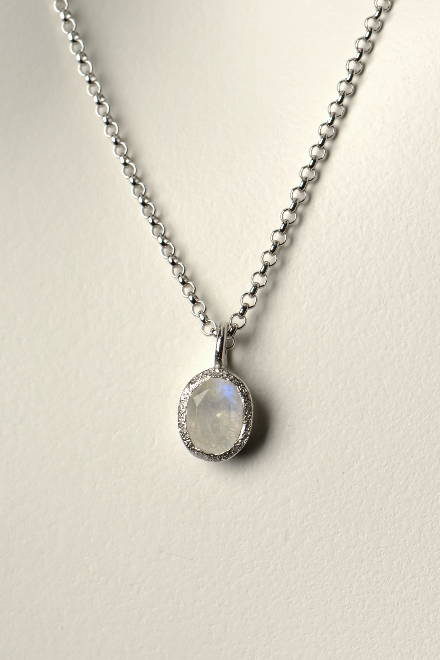 designer oval rainbow moonstone necklace