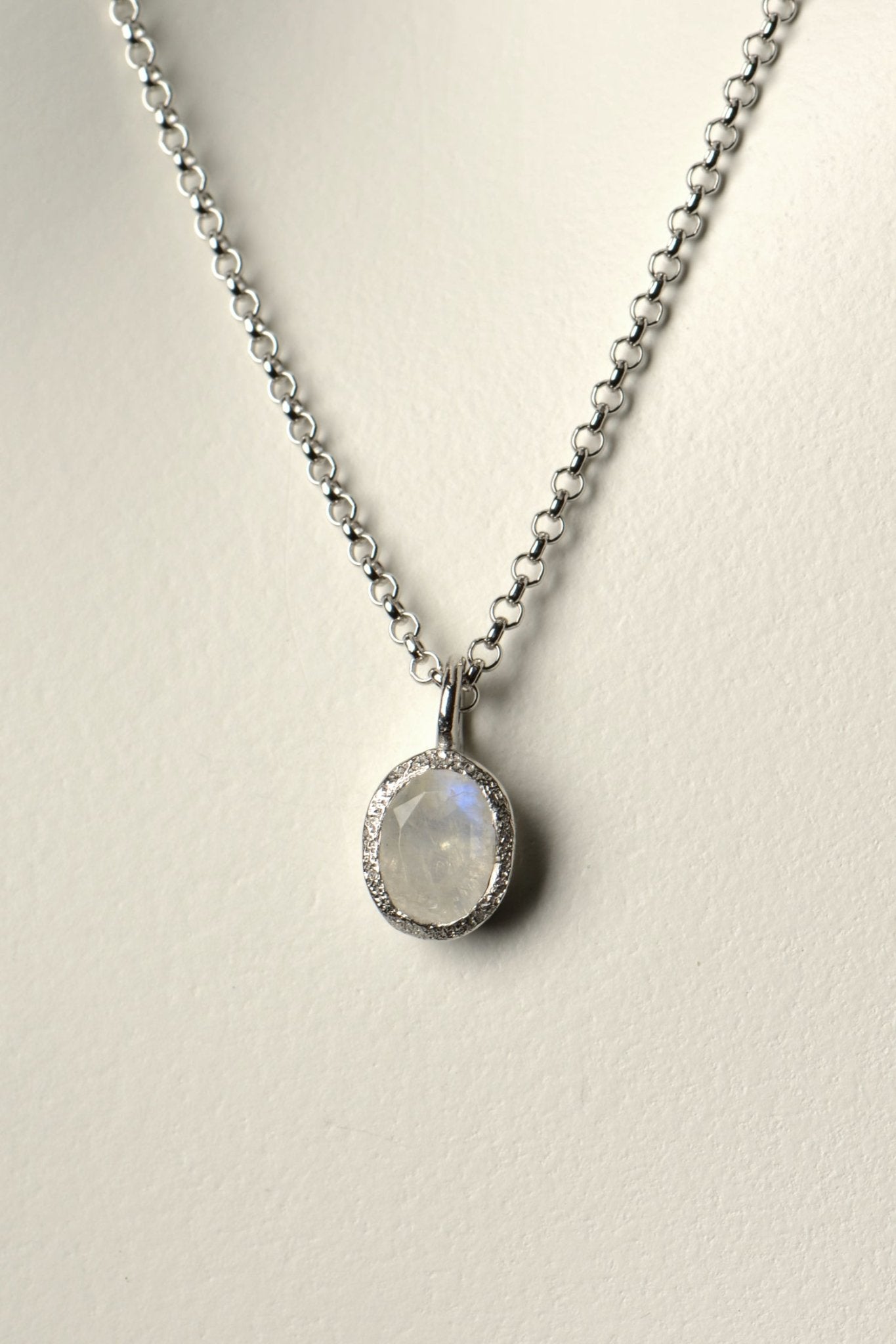 designer oval rainbow moonstone necklace