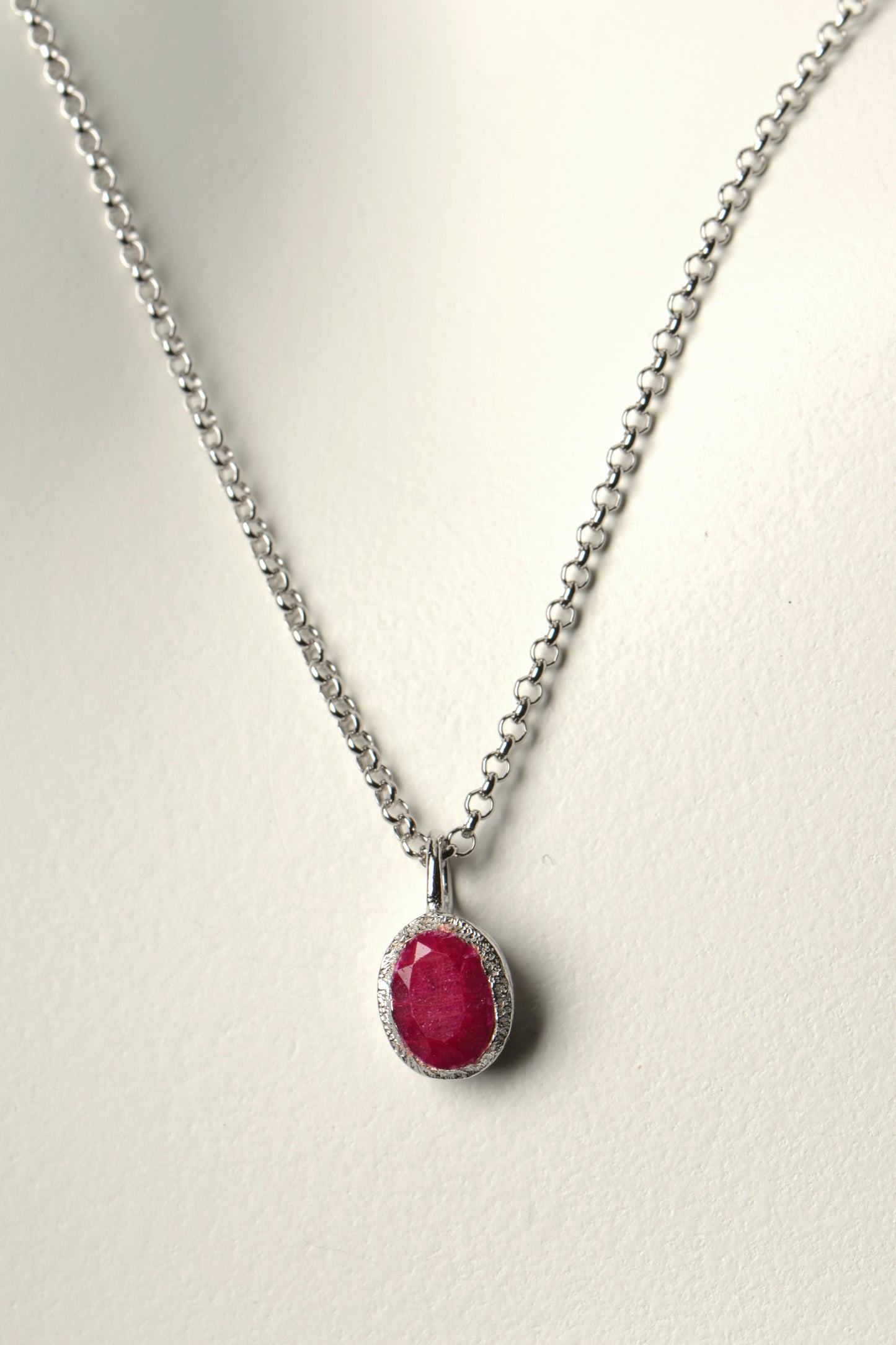 Oval Ruby silver necklace