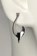 designer silver twisted drop earring with creole fitting