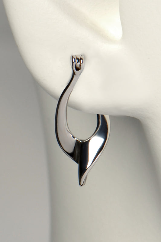 designer silver twisted drop earring with creole fitting