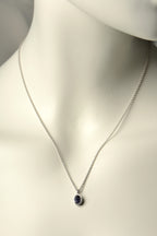 sapphire and silver gemstone necklace, the birthstone for September