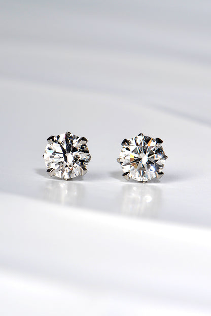 designer two carat platinum lab diamond stud earrings with a flame design - Christine Sadler