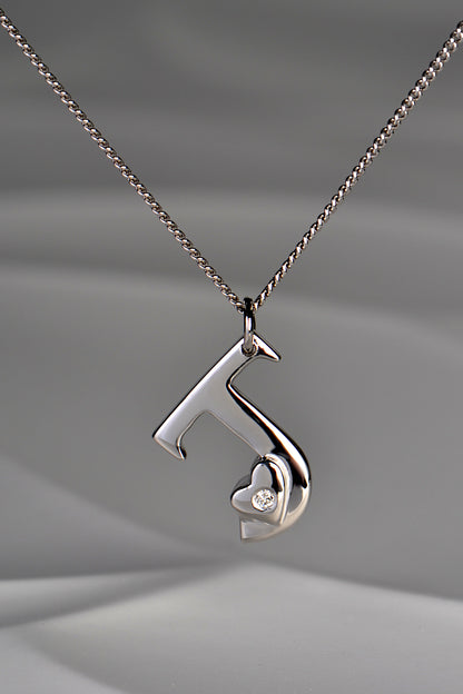 designer white gold and diamond initial necklace by Christine Sadler