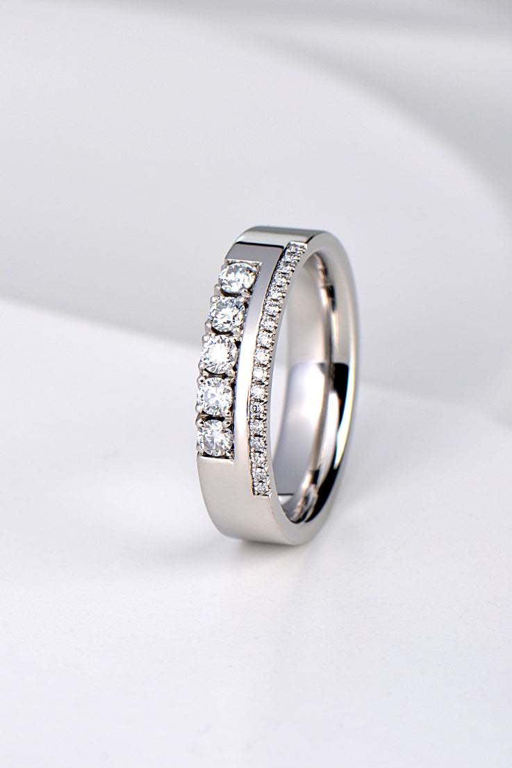 unique pave set ring commission made to tell a family story designed by Christine Sadler