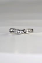 U shaped platinum diamond set wedding ring
