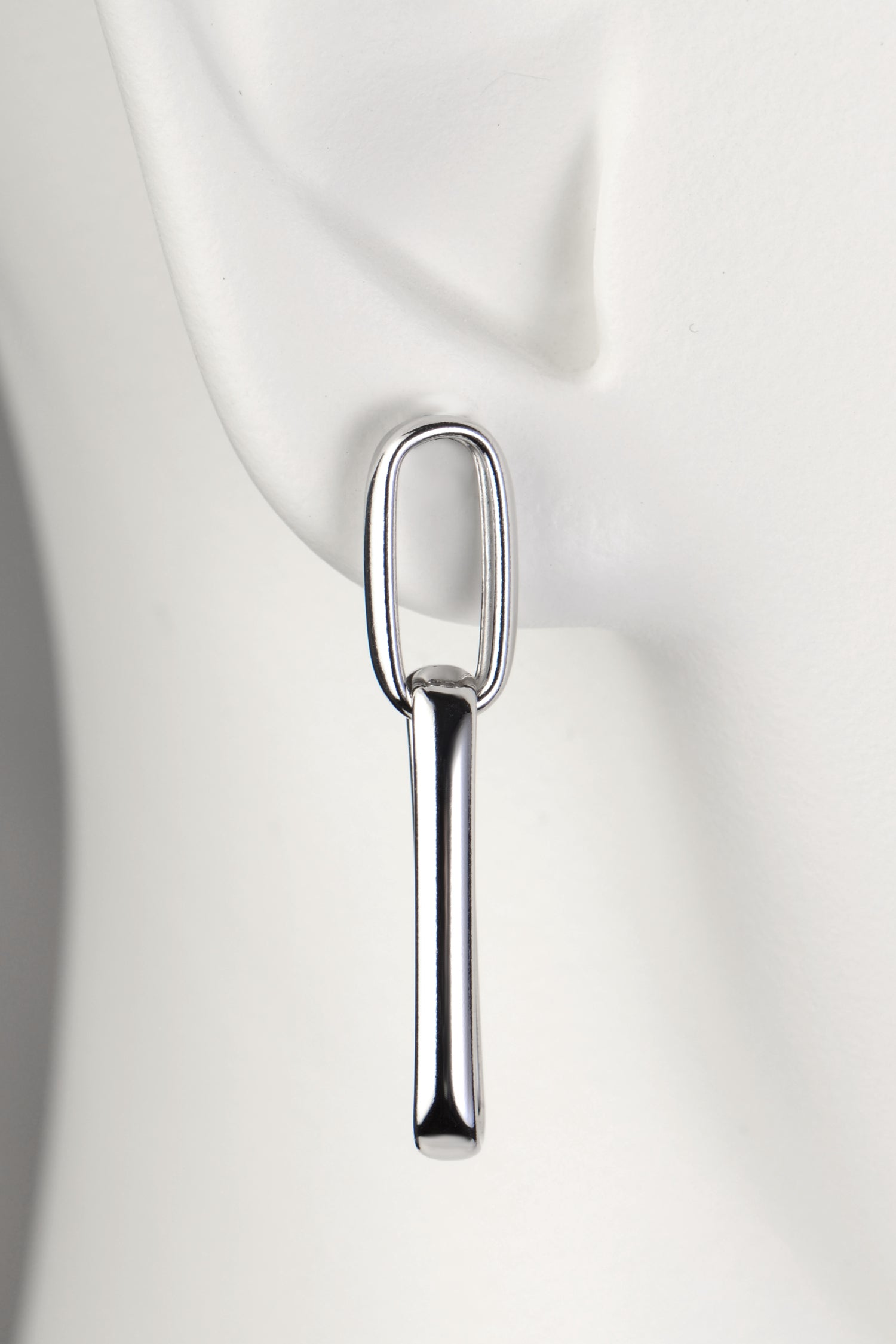 long drop modern silver geometric paper link earrings from Christine Sadler