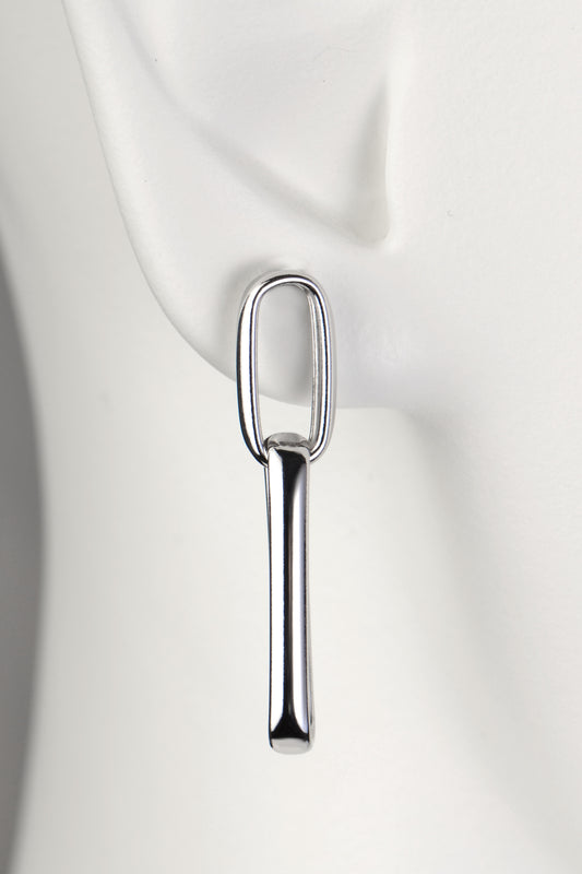 long drop modern silver geometric paper link earrings from Christine Sadler