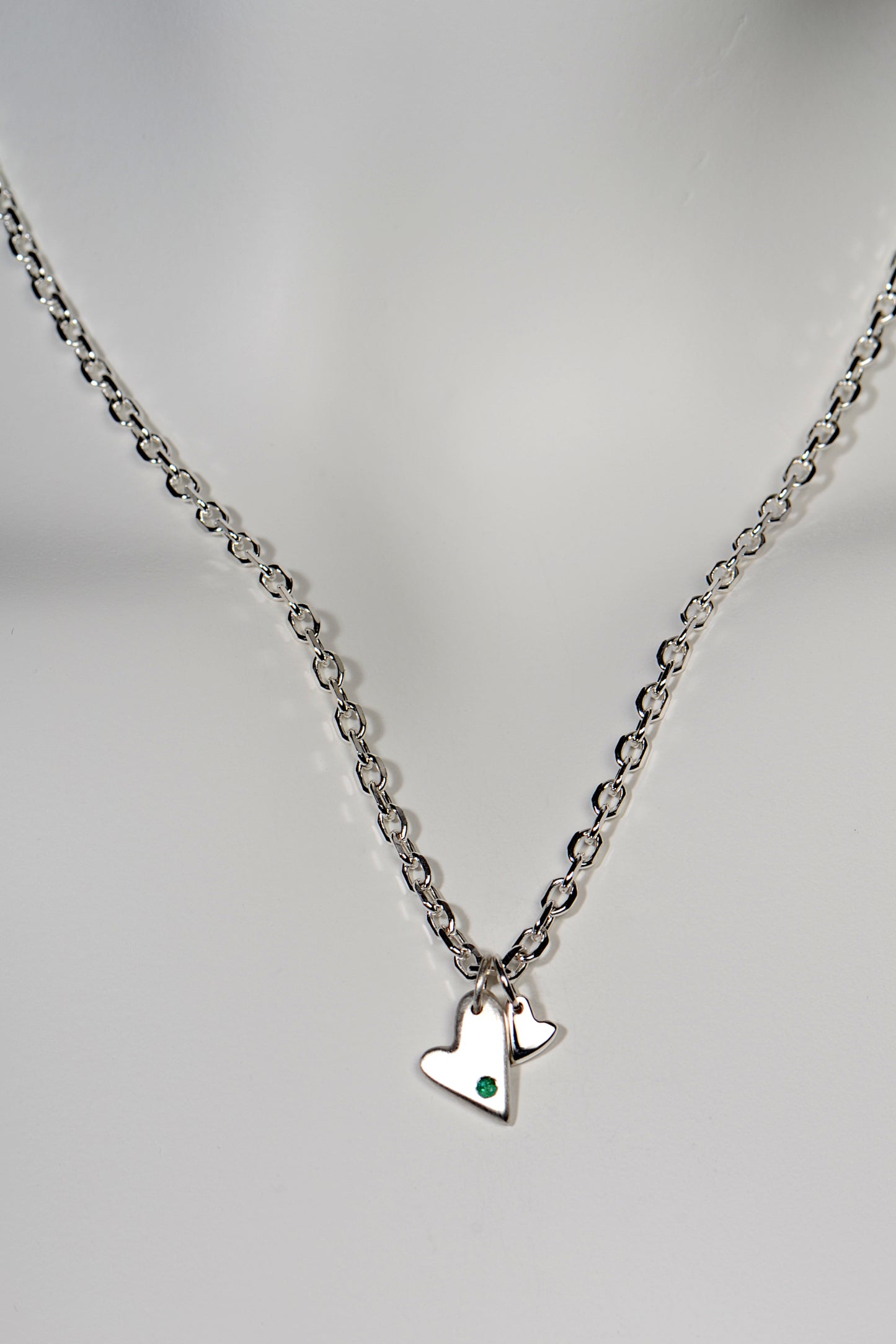 Emerald two heart necklace