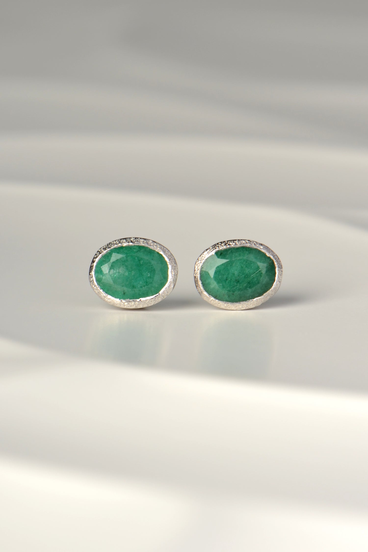 real emerald and silver designer birthstone earrings