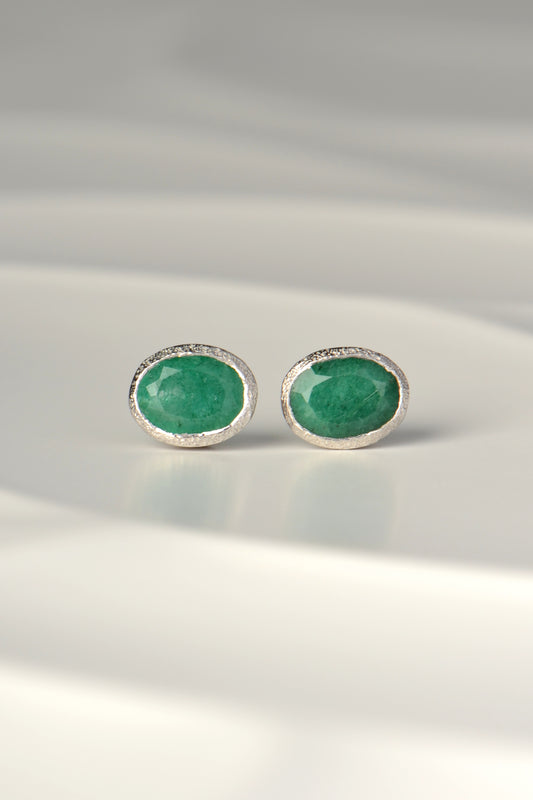 real emerald and silver designer birthstone earrings