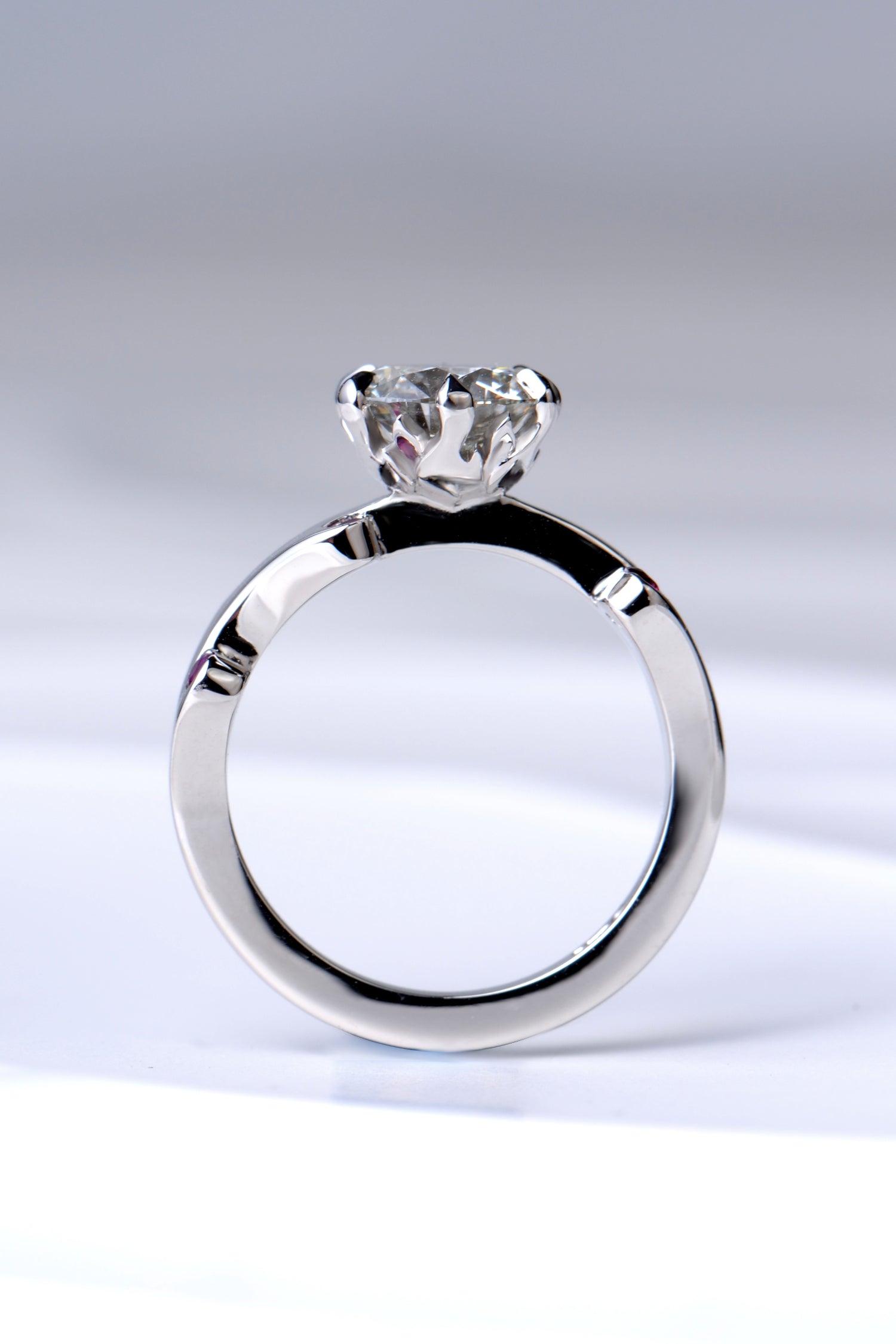 two carat diamond and ruby designer ring as an engagement ring or 40th wedding anniversary gift