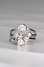 Silver Lab Grown Five Stone CZ Ring - Ring The Best Lab Grown Jewellery Designs