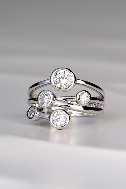 Silver Lab Grown Five Stone CZ Ring - Ring The Best Lab Grown Jewellery Designs