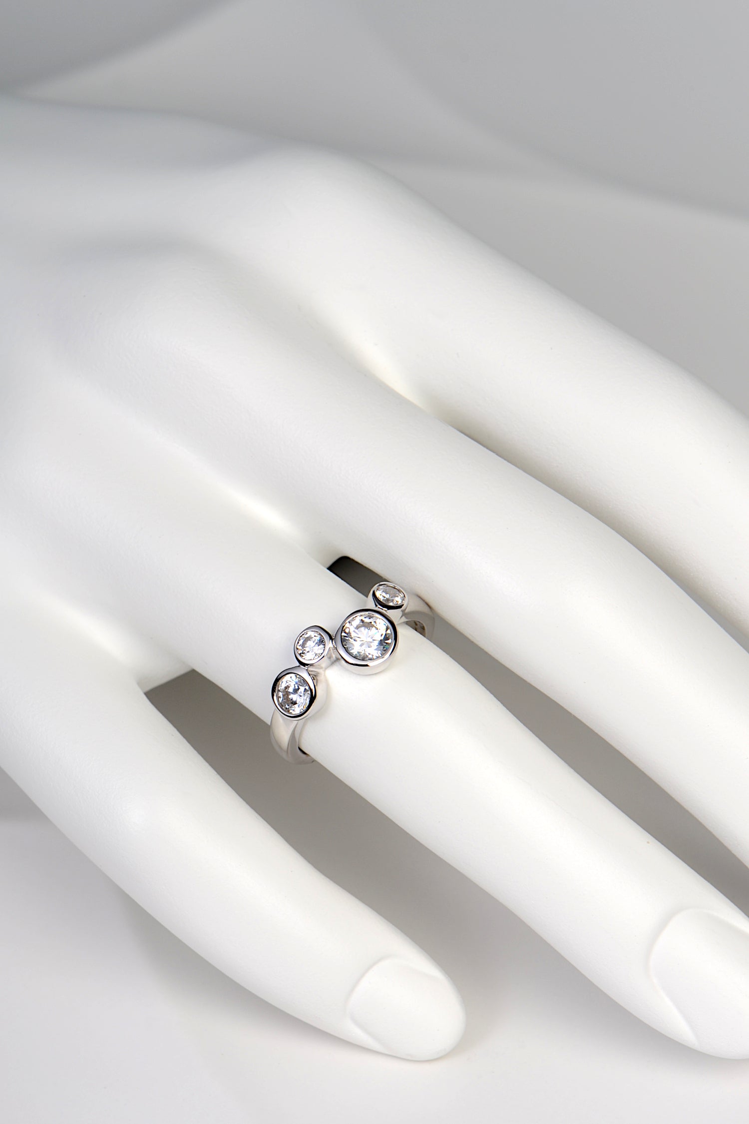 Silver Lab Grown Four Stone Ring - Ring The Best Lab Grown Jewellery Designs