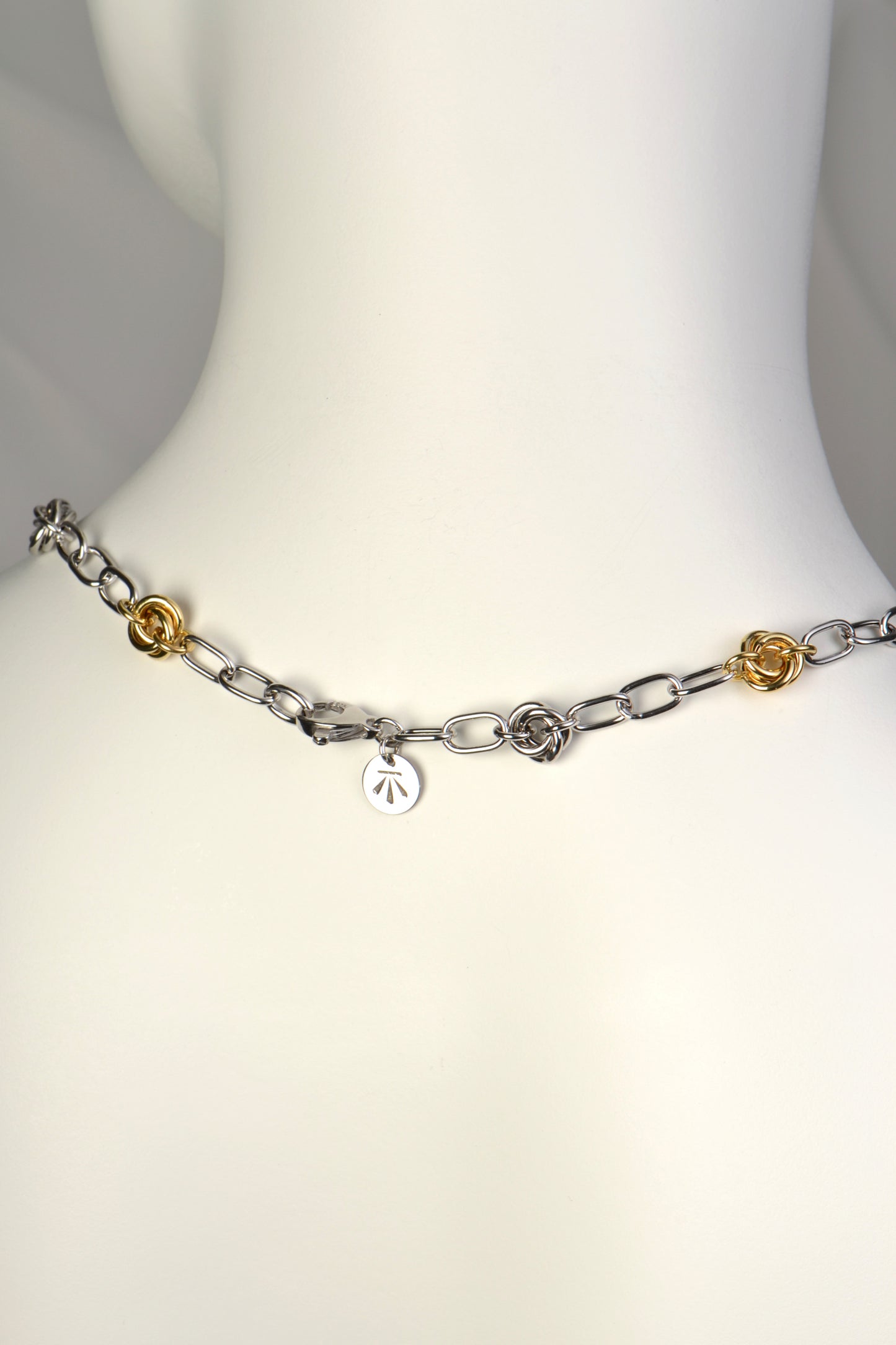 two tone knot necklace with the detail all the way round the chain necklace - Christine Sadler