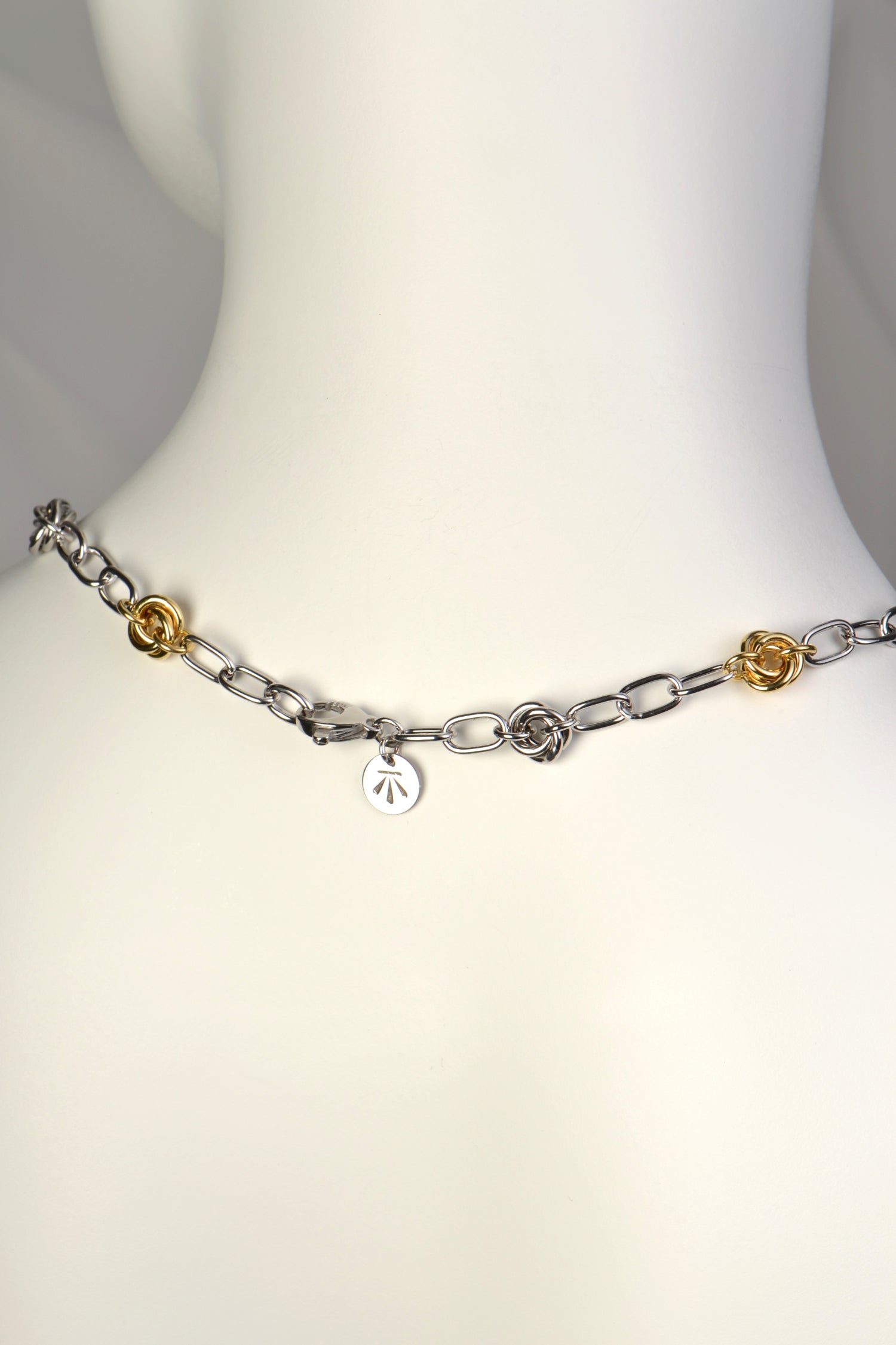 two tone knot necklace with the detail all the way round the chain necklace - Christine Sadler