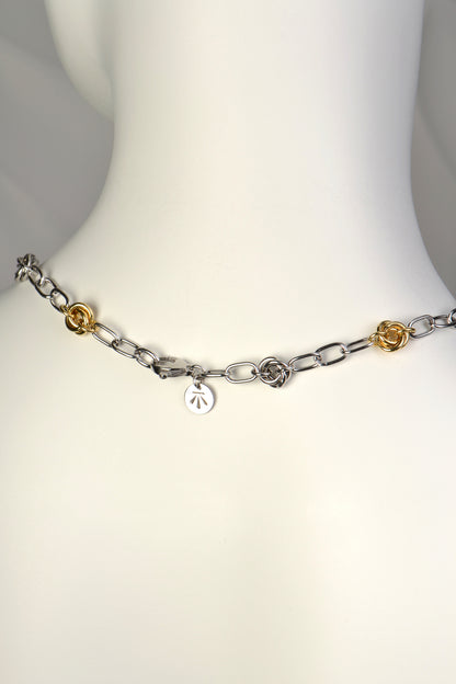 two tone knot necklace with the detail all the way round the chain necklace - Christine Sadler