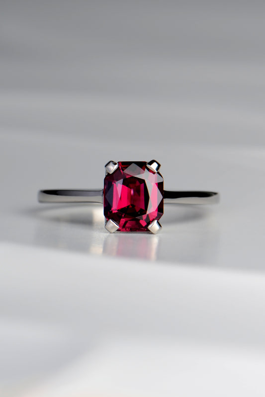 Platinum Rhodolite Garnet Ring