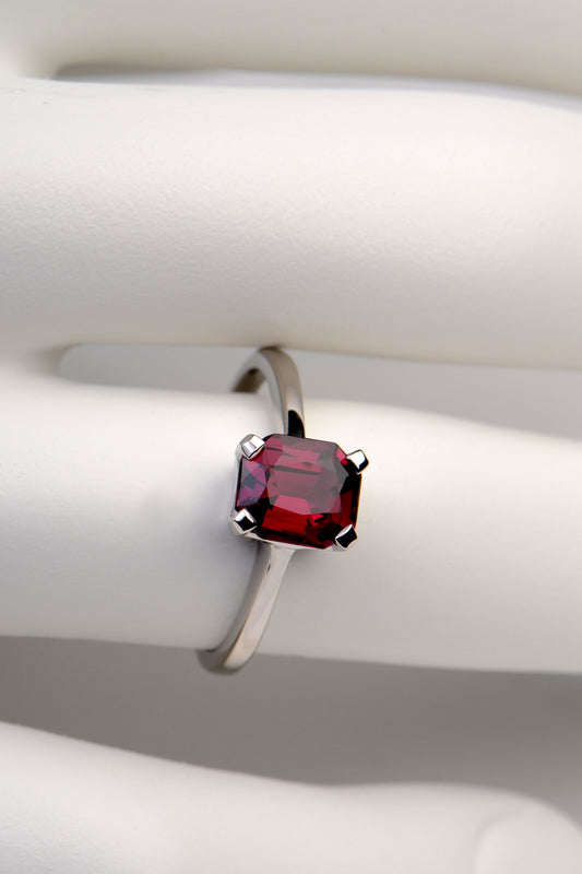 Platinum Rhodolite Garnet Ring