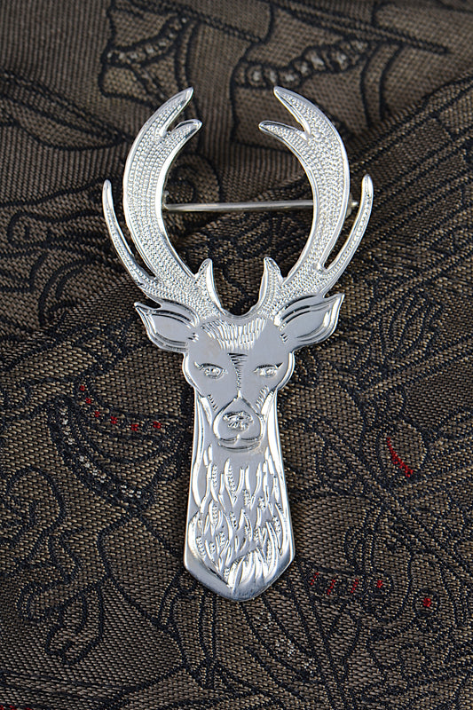 handmade silver Scottish stag pin one of a kind