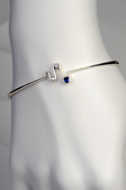Diamond & Sapphire Heartbeat Bangle - Bangle Christine Sadler Unforgettable Jewellery