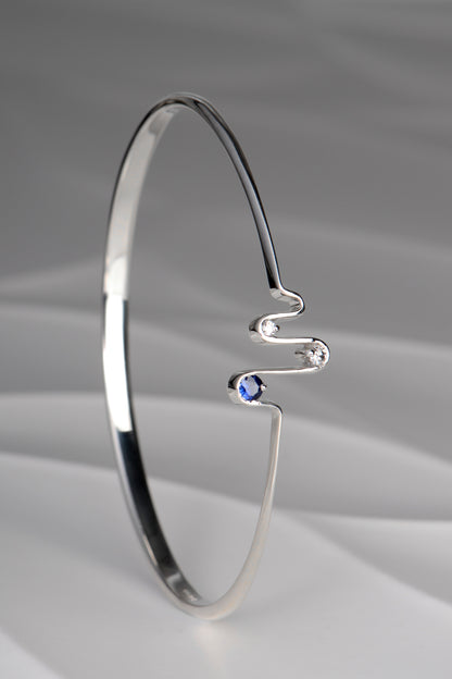 Diamond & Sapphire Heartbeat Bangle - Bangle Christine Sadler Unforgettable Jewellery
