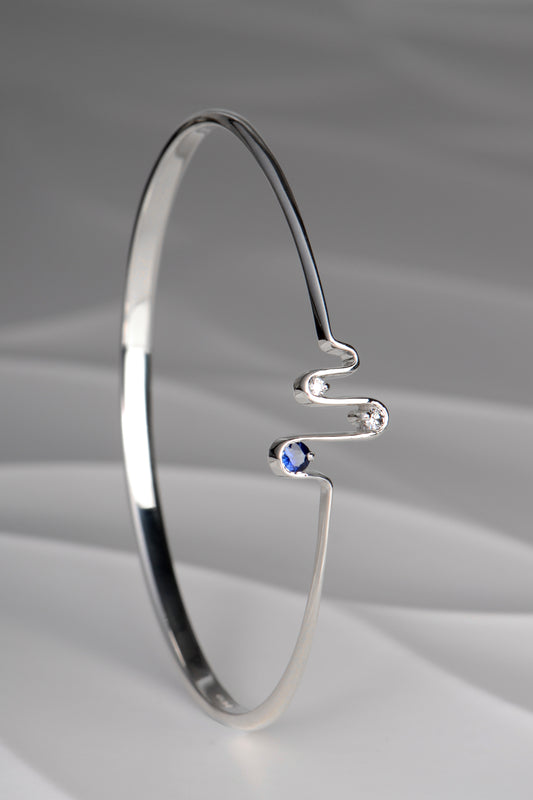 Diamond & Sapphire Heartbeat Bangle