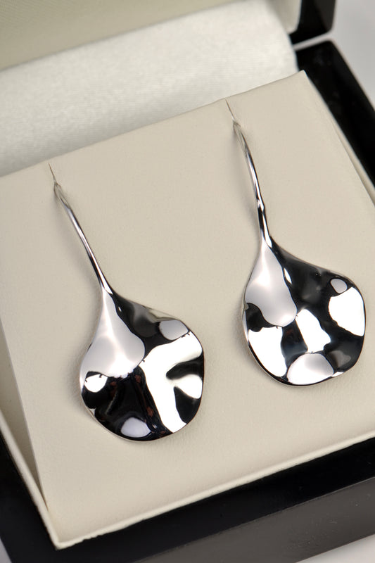 round drop hook real silver designer earrings that are modern and special