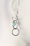 long drop circle hoop earrings with amazonite gemstone which is turquoise in colour from jewellery designer Jorge Revilla