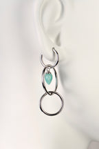 long drop circle hoop earrings with amazonite gemstone which is turquoise in colour from jewellery designer Jorge Revilla