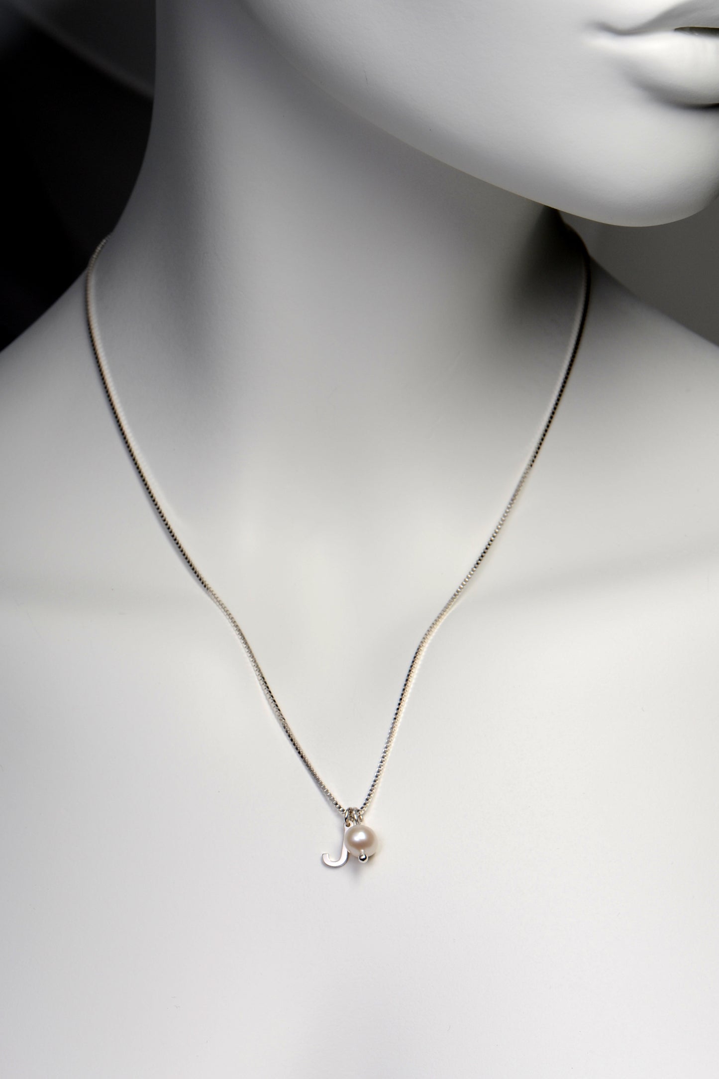 Sterling Silver Initial Necklace With Pearl