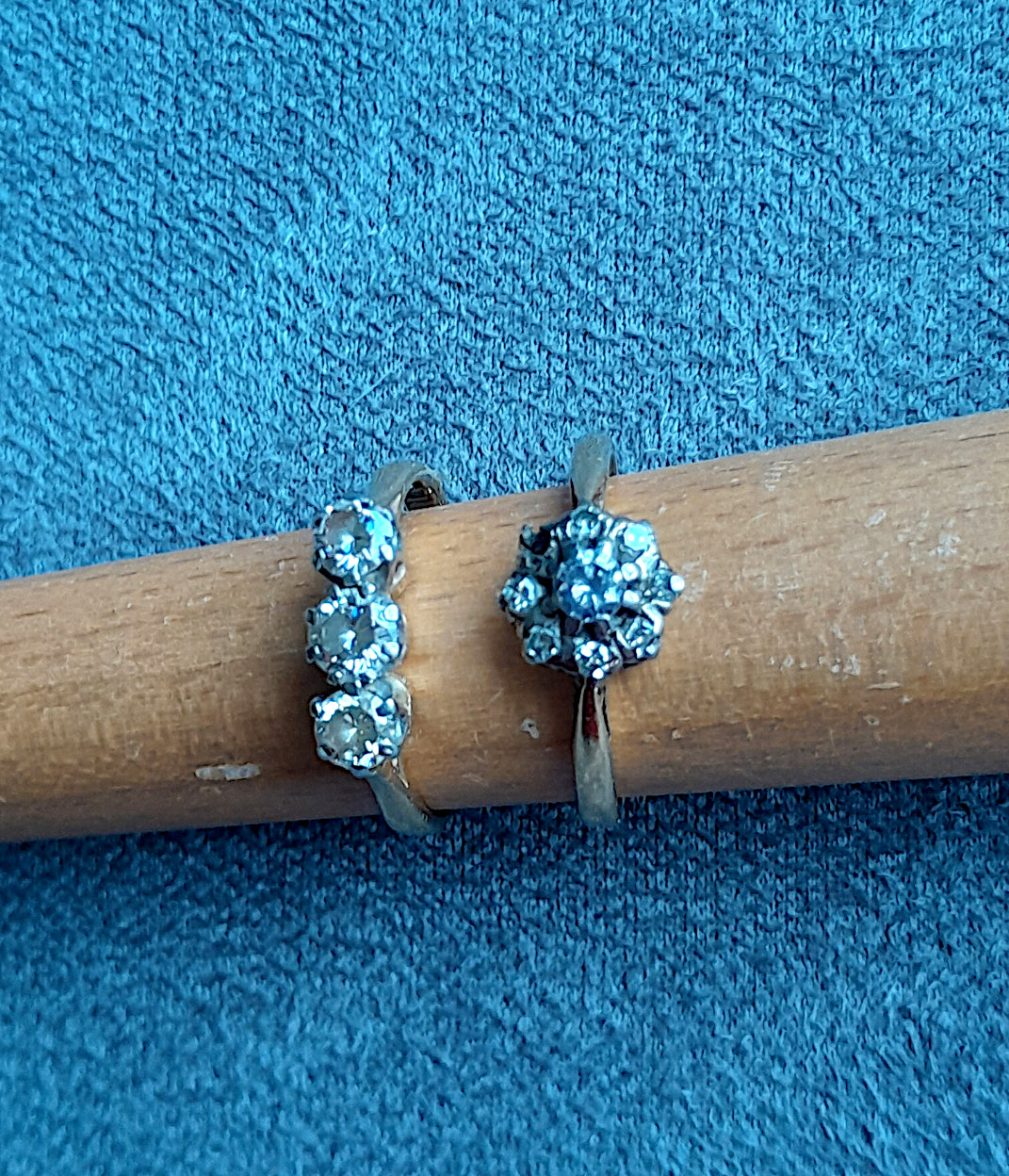 “Before and after of heirloom diamond ring remodelling — redesigned into a platinum band with modern setting, Christine Sadler Jewellery UK