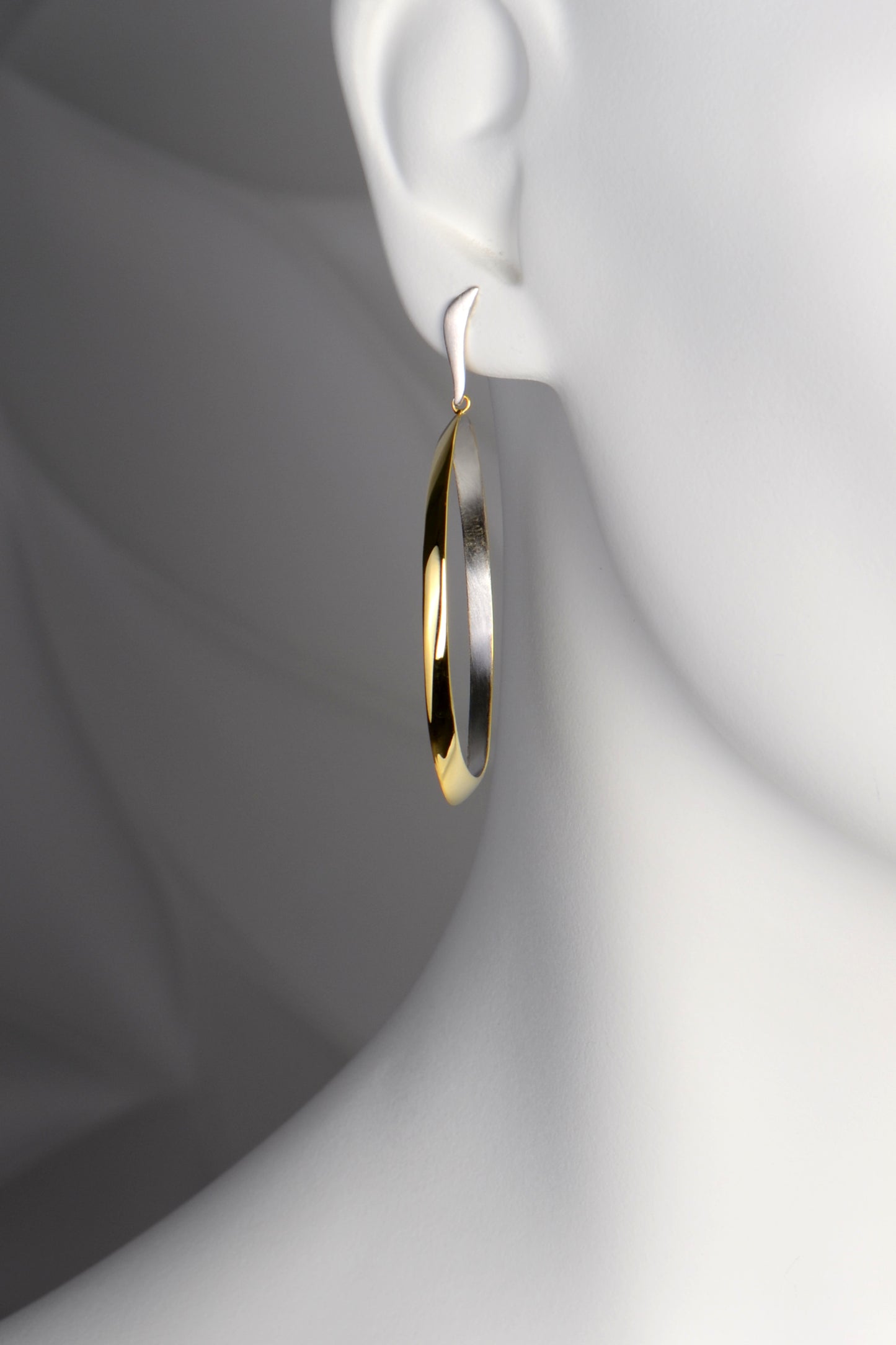 very large two tone designer silver earrings - Jorge Revilla