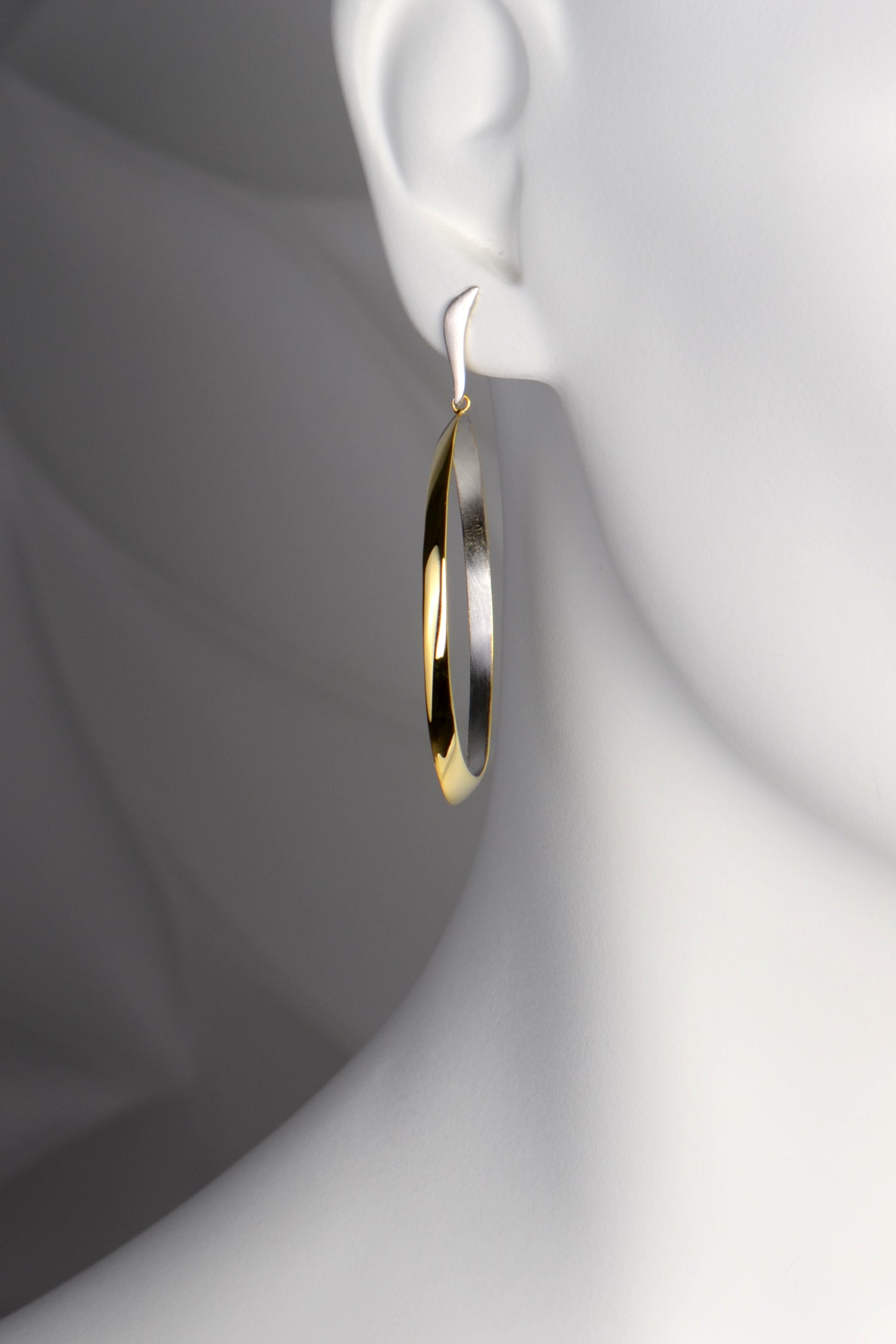 very large two tone designer silver earrings - Jorge Revilla