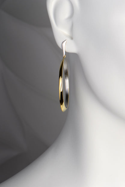 very large two tone designer silver earrings - Jorge Revilla