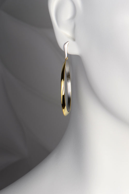 very large two tone designer silver earrings - Jorge Revilla