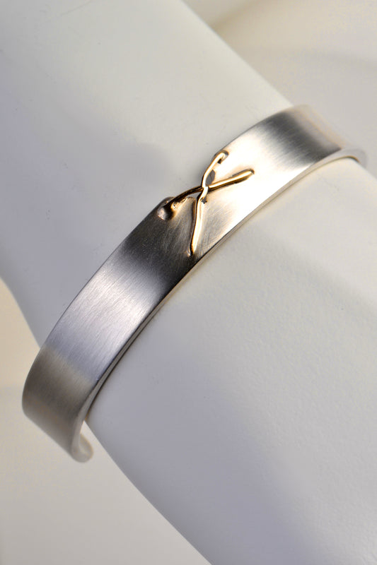 silver and gold handmade designer cuff bangle