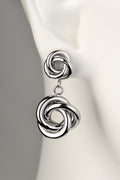 modern large silver drop earrings in a knot shape from Christine Sadler