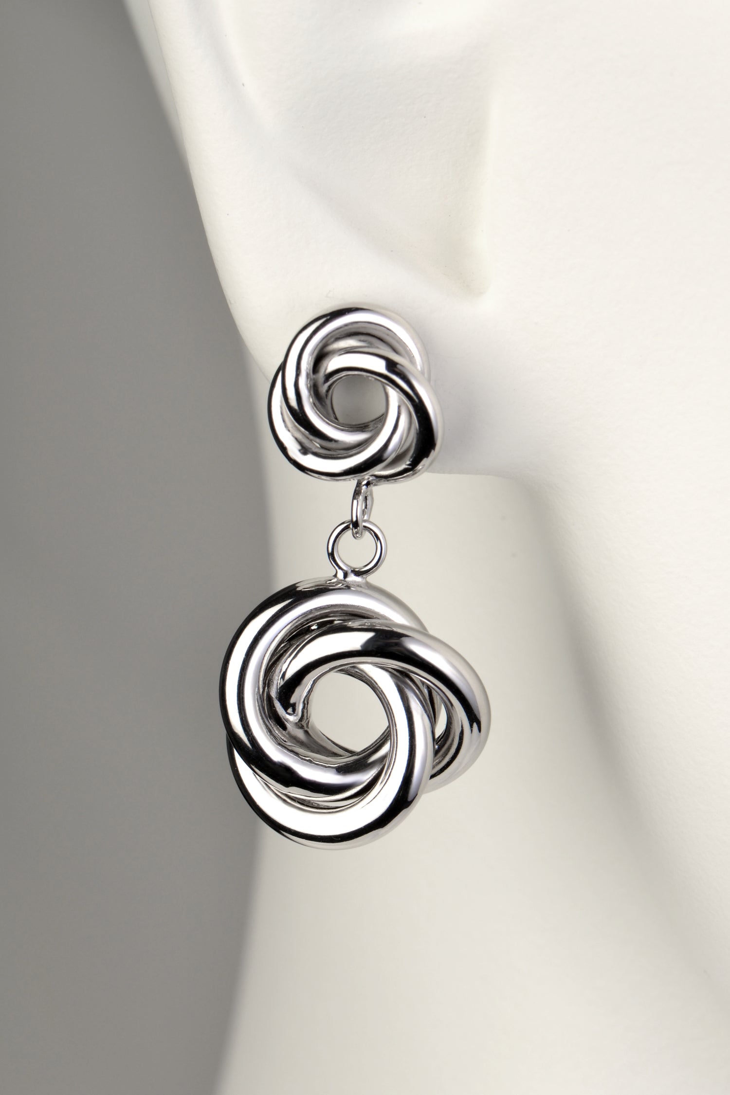 modern large silver drop earrings in a knot shape from Christine Sadler