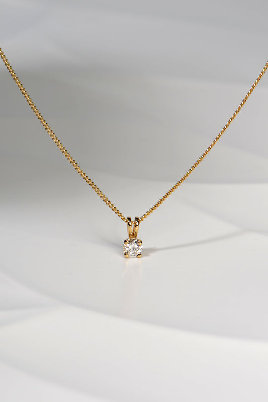 Quarter Carat Lab Diamond Necklace In Yellow Gold