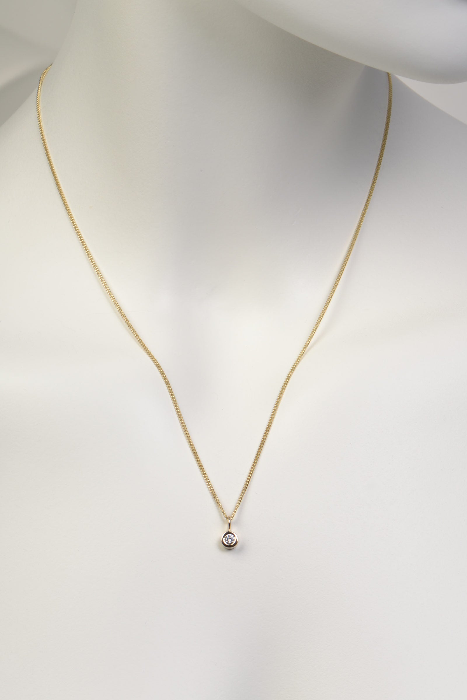 delicate 9ct yellow gold lab diamond necklace on an 18 inch curb chain - Christine Sadler