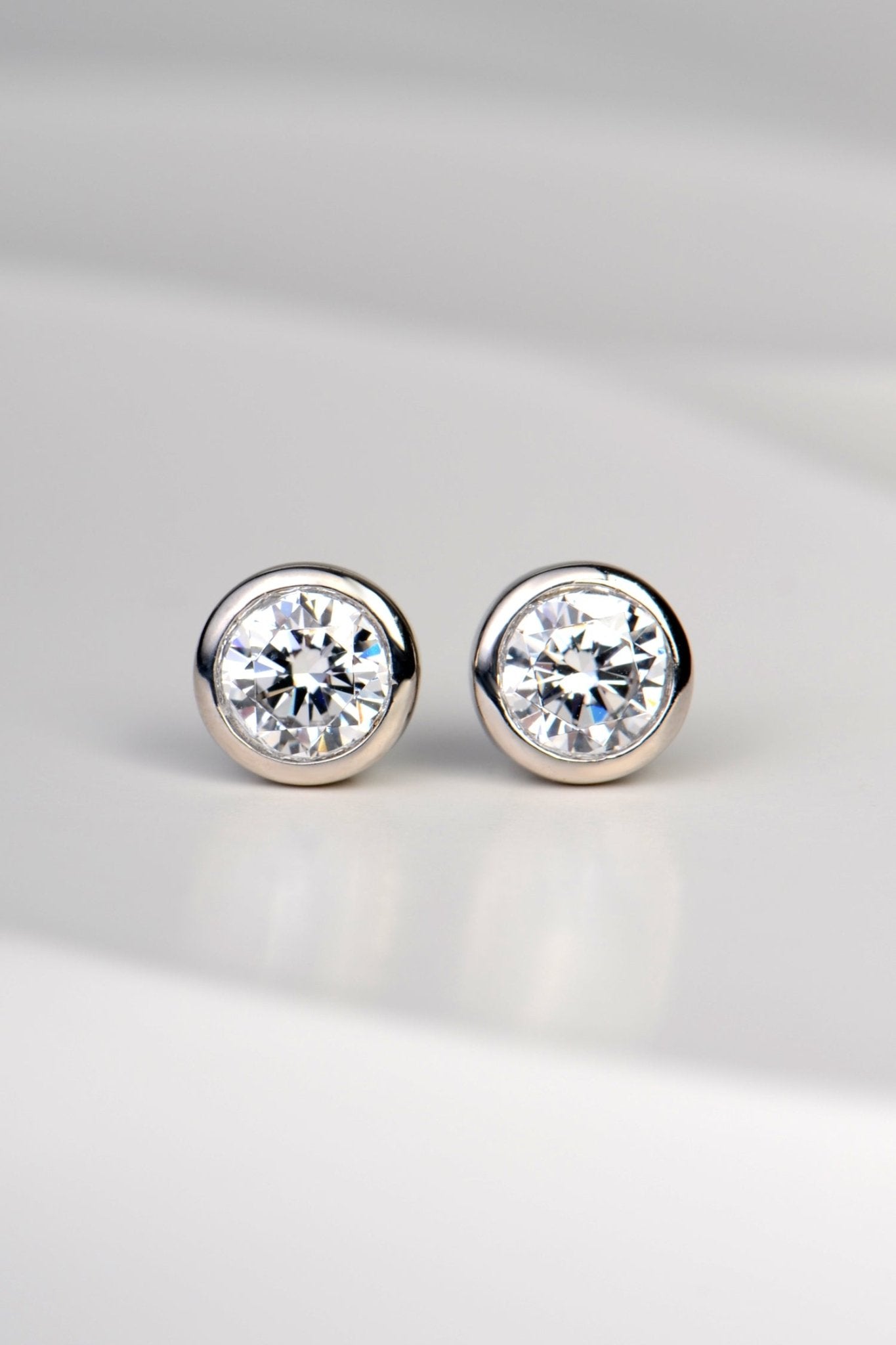 Silver Lab Grown CZ Stud Earrings 8mm - Earrings The Best Lab Grown Jewellery Designs